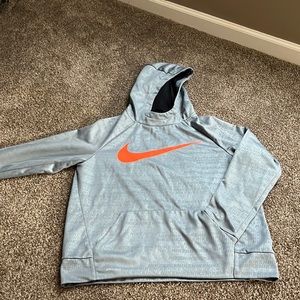 Nike youth xl hoodie gray with coral swoop